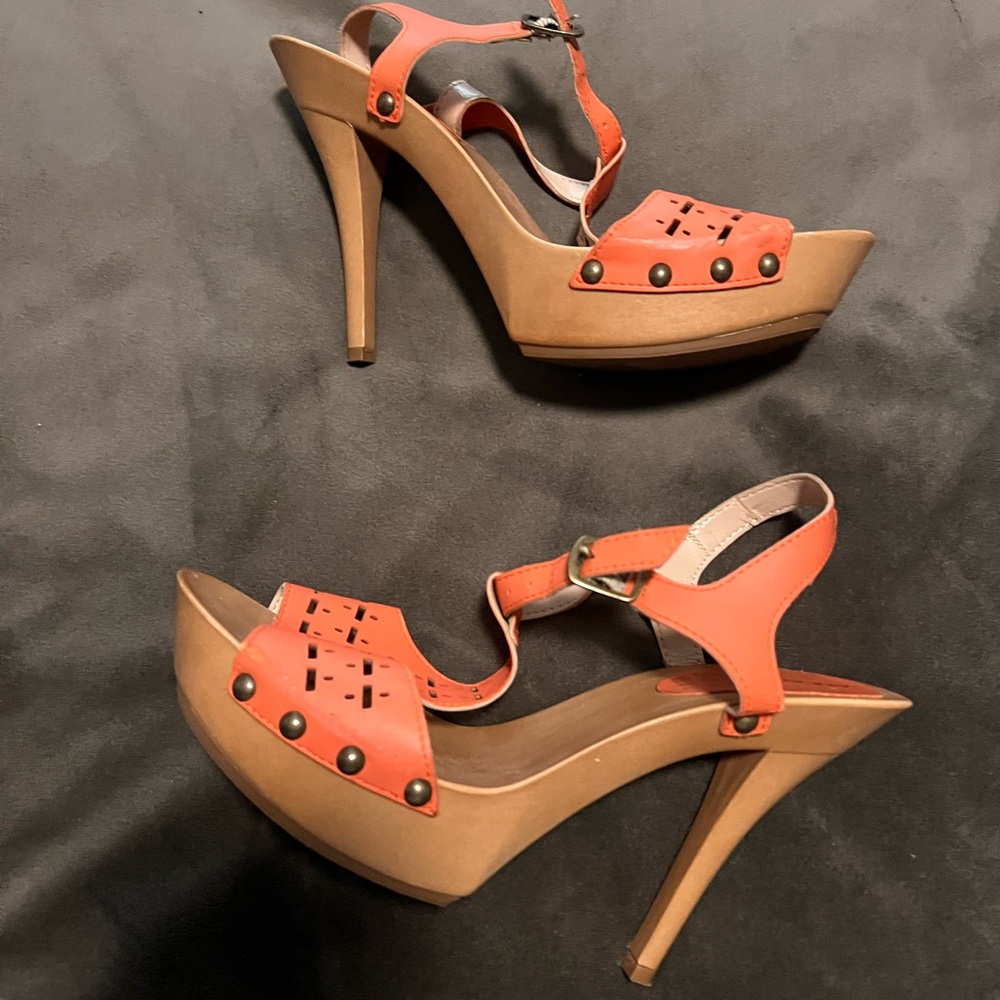ANDREA FENZI Orange and Brown High Heeled Sandals